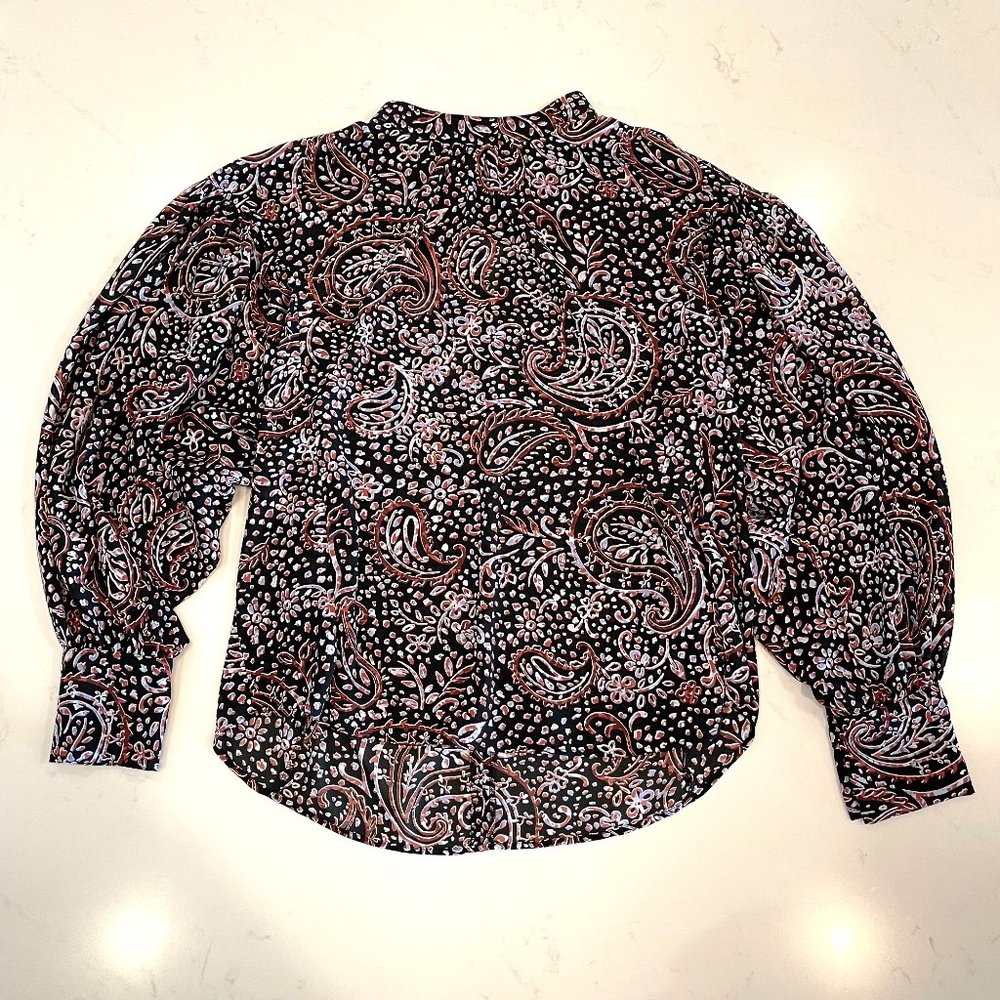 Banana Republic Paisley Print Long Sleeve Blouse : Black : Small